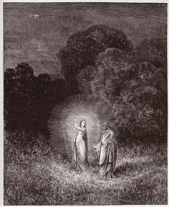 Boska Komedia (La Divina Commedia, La Divine Comedie), Inferno, Canto 2: Beatrice and Virgil - autorstwa Dante Alighieri (1265-1321) - Ilustracja Gustave Dore (1832-1883) autorstwa Gustave Dore