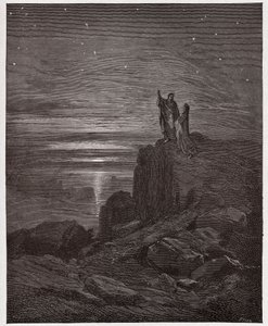 Boska Komedia (La Divina Commedia, La Divine Comedie), Inferno, Canto 34: Poeci wychodzą z piekła - Dante Alighieri (1265-1321) - Ilustracja Gustave Dore (1832-1883) autorstwa Gustave Dore