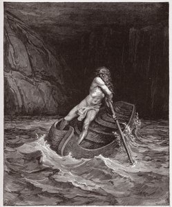 Boska Komedia (La Divina Commedia, La Divine Comedie), Inferno, Canto 3: Charon (Caron) na rzece Acheron - autorstwa Dante Alighieri (1265-1321) - Ilustracja Gustave Dore (1832-1883) autorstwa Gustave Dore