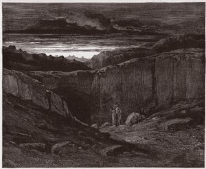 Boska Komedia (La Divina Commedia, La Divine Comedie), Inferno, Canto 3: Wergiliusz i Dante u bram piekła - autorstwa Dante Alighieri (1265-1321) - Ilustracja Gustave Dore (1832-1883) autorstwa Gustave Dore