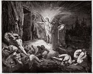Boska Komedia (La Divina Commedia, La Divine Comedie), Inferno, Canto 9: Anioł otwiera bramy - autorstwa Dante Alighieri (1265-1321) - Ilustracja Gustave Dore (1832-1883) autorstwa Gustave Dore