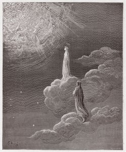 Boska Komedia (La Divina Commedia, La Divine Comedie), Paradiso, Canto 14: Dante and Beatrice przetłumaczone na sferę Marsa - Dante Alighieri (1265-1321) - Ilustracja Gustave Dore (1832-1883) autorstwa Gustave Dore