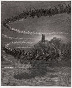 Boska Komedia (La Divina Commedia, La Divine Comedie), Paradiso, Canto 18: W sferze Jowisza błogosławione dusze krążą, tworząc litery - Dante Alighieri (1265-1321) - Ilustracja Gustave Dore (1832-1883) autorstwa Gustave Dore