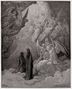 Boska Komedia (La Divina Commedia, La Divine Comedie), Paradiso, Canto 20: Świetliste dusze śpiewają – Dante Alighieri (1265-1321) – Ilustracja Gustave Dore (1832-1883) autorstwa Gustave Dore