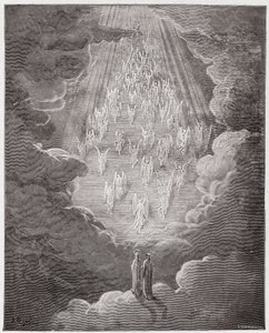 Boska Komedia (La Divina Commedia, La Divine Comedie), Paradiso, Canto 21: Beatrice i Dante w sferze Saturna - autorstwa Dante Alighieri (1265-1321) - Ilustracja Gustave Dore (1832-1883) autorstwa Gustave Dore