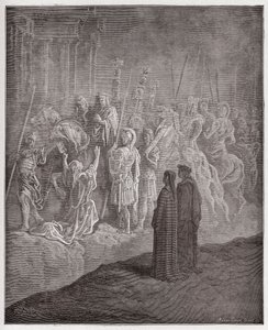 Boska Komedia (La Divina Commedia, La Divine Comedie), Purgatorio, Canto 10: Marmurowe rzeźby przedstawiające dumę - autorstwa Dante Alighieri (1265-1321) - Ilustracja Gustave Dore (1832-1883) autorstwa Gustave Dore