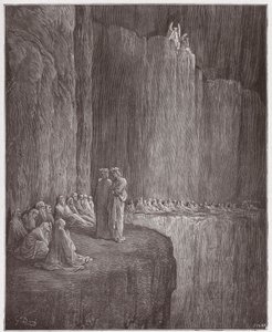 Boska Komedia (La Divina Commedia, La Divine Comedie), Purgatorio, Canto 13: Sapia oczyszcza swoje winne życie - Dante Alighieri (1265-1321) - Ilustracja Gustave Dore (1832-1883) autorstwa Gustave Dore