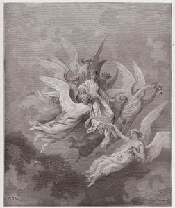 Boska Komedia (La Divina Commedia, La Divine Comedie), Purgatorio, Canto 30: Beatrice wśród aniołów - Dante Alighieri (1265-1321) - Ilustracja Gustave Dore (1832-1883) autorstwa Gustave Dore