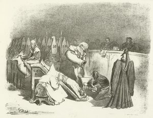 Inkwizycja - Tortury wodne (wklęsłodruk) autorstwa Gustave Dore