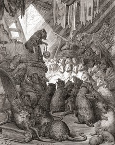 Myszy w Radzie, znane również pod tytułami „Dzwonek kota” i „Dzwon i kot”, pochodzą z wydania „Fables de La Fontaine” z końca XIX wieku (drewno) autorstwa Gustave Dore