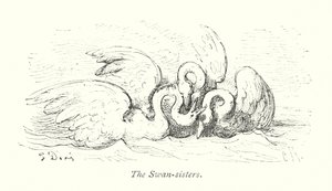 Siostry łabędzie (rycina) autorstwa Gustave Dore