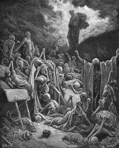 Wizja Doliny Suchych Kości, Ezechiel 37:1-2, ilustracja z „The Holy Bible” Dore
