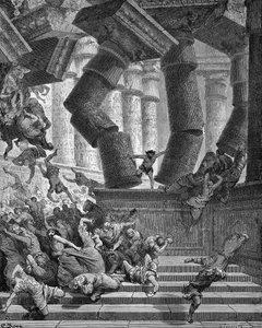 Śmierć Samsona - Biblia autorstwa Gustave Dore