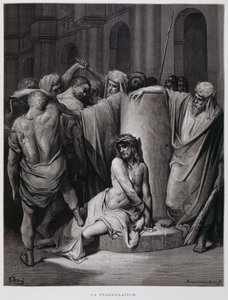 Biczowanie Chrystusa; ilustracja z Biblii Dore