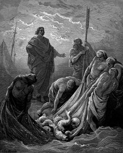 Cudowny połów ryb, 1866 autorstwa Gustave Dore