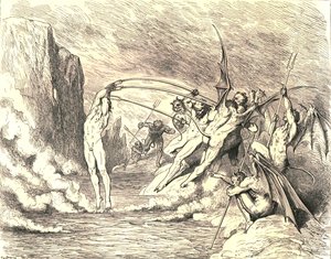 To powiedziawszy, złapali go ponad setką haków, około 1890 roku. autorstwa Gustave Dore