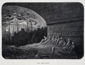 Tramp Under Bridges – w „Londynie” Gustave Doré autorstwa Gustave Dore