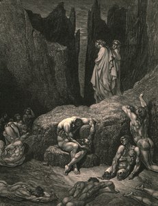 Przetoż jeszcze w dole umocowujesz wzrok pośród nędznych i nędznych cieni, ok. 1890 r. autorstwa Gustave Dore