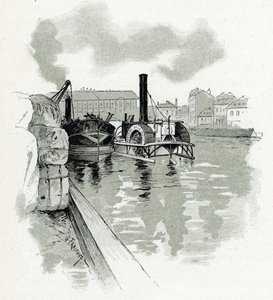 Łodzie cumujące w porcie La Villette, Paryż (Łodzie w porcie La Villette, Paryż) Rysunek Gustave