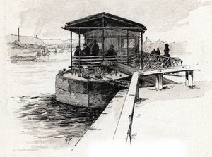 Embarcadere des Bateaux-mouches (Bateaux-mouches) sur la Seine, Paryż (Widok na przystań łodzi turystycznych na Sekwanie, Paryż) Rysunek Gustave
