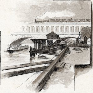 Le viaduct du point du Jour, Boulogne-Billancourt (Widok mostu wiaduktu w dzielnicy Point du jour, Boulogne Billancourt) Rysunek Gustave