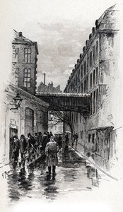 Widok domu noclegowego (doss-house lub doss house) przy rue de la Bucherie w dzielnicy Maubert w Paryżu Rysunek Gustave