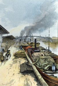 Widok na Canal de la Villette w Paryżu Rysunek Gustave
