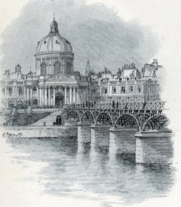 Widok na Institut de France i most Pont des Arts w Paryżu Rysunek Gustave