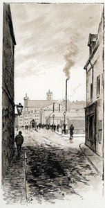 Vista do necrotério de Paris na ile de la cite, Paris Desenho de Gustave Fraipont (1849-1923) de Saint-Juirspolish autorstwa Gustave Fraipont