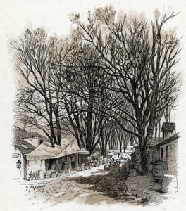Widok nowego magazynu rue Leopold, bercy Paris (Widok magazynu rue Leopold In bercy, Paryż) Rysunek Gustave Fraipont (1849-1923) czerpie z „La seine a travers Paris” autorstwa Saint-Juirs autorstwa Gustave Fraipont