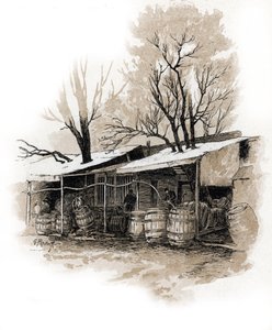 Widok nowego magazynu przy rue de Bordeaux, Bercy Paryż (Widok magazynu przy rue de Bordeaux, Bercy, Paryż) Rysunek Gustave