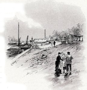 Widok na brzegi Sekwany i quai Saint-Bernard, Paryż Rysunek Gustave