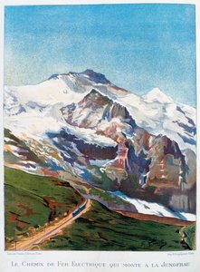 Kolej elektryczna na górę Jungfrau, Alpy Szwajcarskie, XIX wiek autorstwa Gustave Francois Lasellaz