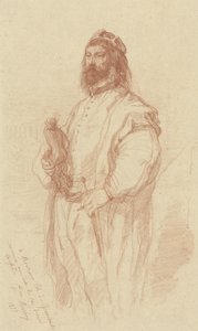 Stojący mężczyzna ze statuą autorstwa Gustave François Morin