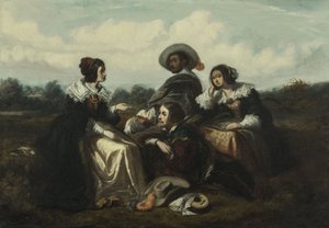 Historia. Postacie w strojach Ludwika XIII, ok. 1830 r. (olej) autorstwa Gustave François Morin