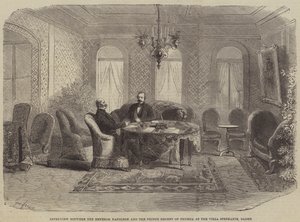 Wywiad między cesarzem Napoleonem a księciem regentem pruskim w Willi Stephanie w Badenii autorstwa Gustave Janet