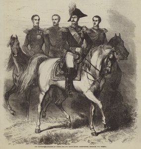 Cesarz Rosji Aleksander oraz wielcy książęta Konstantyn, Mikołaj i Michał autorstwa Gustave Janet