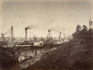Święto S. A. Ismaïla Paszy na łodziach LL. Do A. les princes, styczeń 1867, 1867. autorstwa Gustave Le Gray
