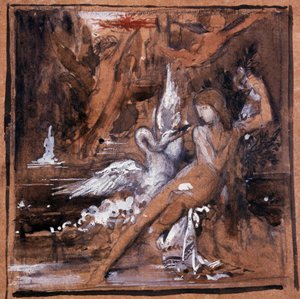 Leda i Łabędź. Rysunek Gustave