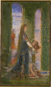 Salome w ogrodzie lub Salome niosąca głowę świętego Jana Chrzciciela (akwarela i gwasz na papierze) autorstwa Gustave Moreau
