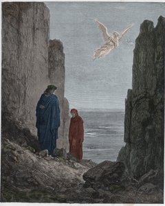 Purgatorio, Canto 19 : Poeci wstępują do piątego kręgu, ilustracja z Boskiej Komedii Dantego Alighieri, 1885 (rycina kolorowana cyfrowo) autorstwa Gustave after Dore