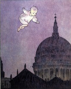 Ilustracja do „La storia di Peter Pan””, bajka Jamesa Matthew Barrie (JM lub J.M. Barrie autorstwa Gustavo Gustavino Rosso