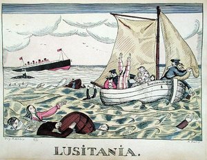 Zatonięcie Lusitanii, 7 maja 1915 r. (litografia kolorowa)