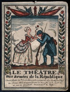 Teatr dla Armii Republiki, francuski żołnierz całujący rękę aktorki