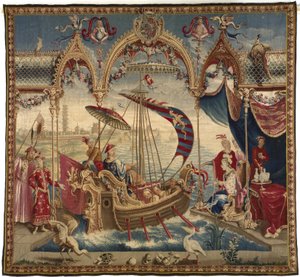 Cesarz żeglujący, z Historii cesarza Chin, 1716-22 autorstwa Guy Louis Vernansal