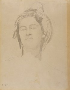 Głowa Młodej Kobiety (ołówek i umyć na papierze) autorstwa Gwen John