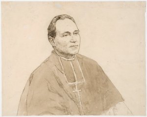 Kardinaalin muotokuva (hiili ja akvarelli paperille) kiillotusaine autorstwa Gwen John