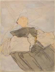 Śpiąca zakonnica, ok. 1916-18 (węgiel, akwarela i gwasz) autorstwa Gwen John