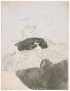 Umierająca zakonnica (media mieszane na papierze) autorstwa Gwen John