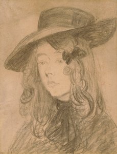 Winifred John w dużym kapeluszu (węgiel na papierze) autorstwa Gwen John